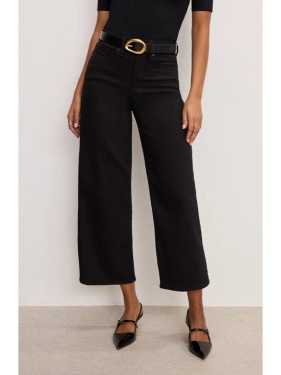 Good American Denim - GOOD AMERICAN Good Waist Cropped Palazzo Never Fade Jeans Black Womens Size 4/27